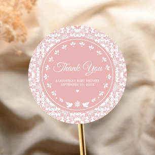 Sticker Rond Cielito Lindo Rose Baby Shower Papier Découpé