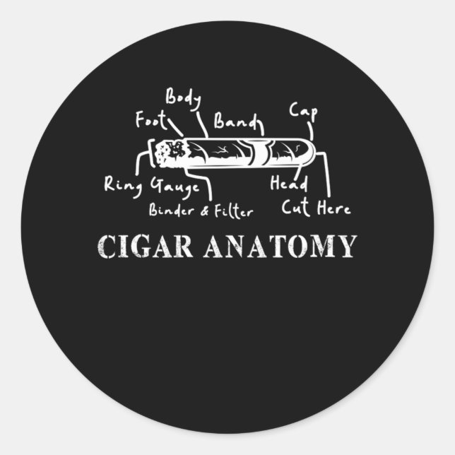 Sticker Rond Cigar Anatomie Smoker Humidor Cutter Cigars Cadeau (Devant)