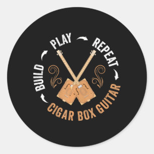 Sticker Rond Cigar Box Guitar Build Play Repeat Cbg