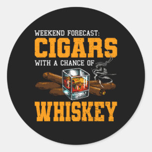 Sticker Rond Cigares Avec Chance Whiskey Drinker