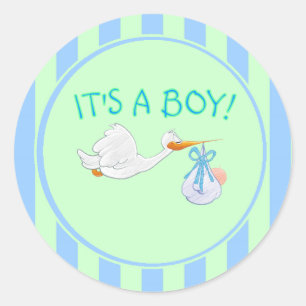 Sticker Rond Cigogne c'est un garçon