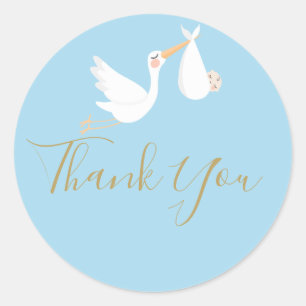 Sticker Rond Cigogne Livraison Spéciale Baby Shower/Sprinkle