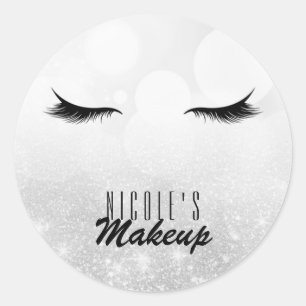 Sticker Rond Cils Extensions de cils Argent Beauté Sur mesure