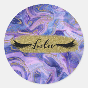 Sticker Rond Cils Fantaisie Éthérée de Cotton Candy Marble