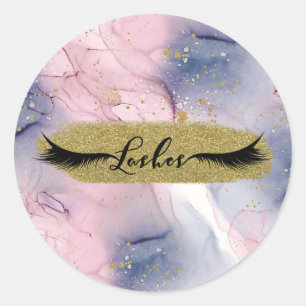 Sticker Rond Cils Fantaisie Rose Pervenche Ethéré Or