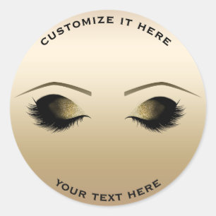 Sticker Rond Cils Maquillage Pailleté Perle Dorée Glamour