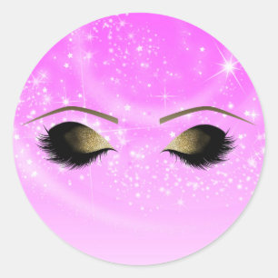 Sticker Rond Cils personnalisés avec maquillage doré scintillan