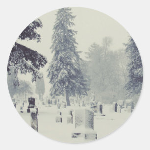 Sticker Rond Cimetière d'hiver