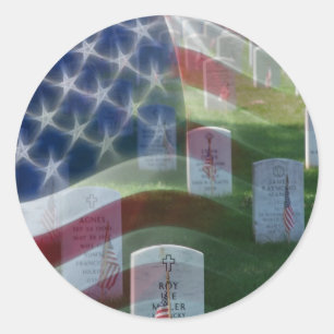 Sticker Rond Cimetière national d'Arlington, drapeau américai