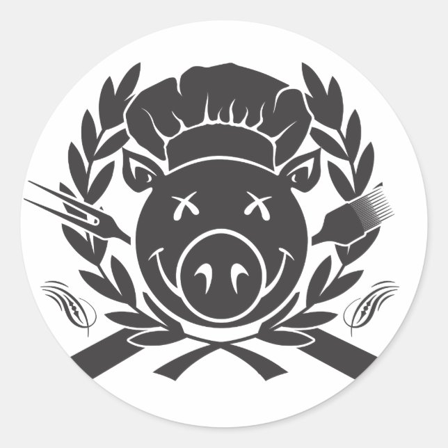 Sticker Rond Cimier BBQ noir (Devant)