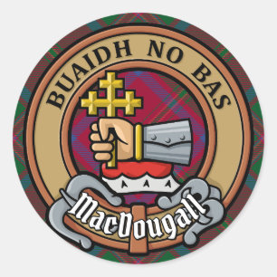 Sticker Rond Cimier du clan MacDougall sur tartan