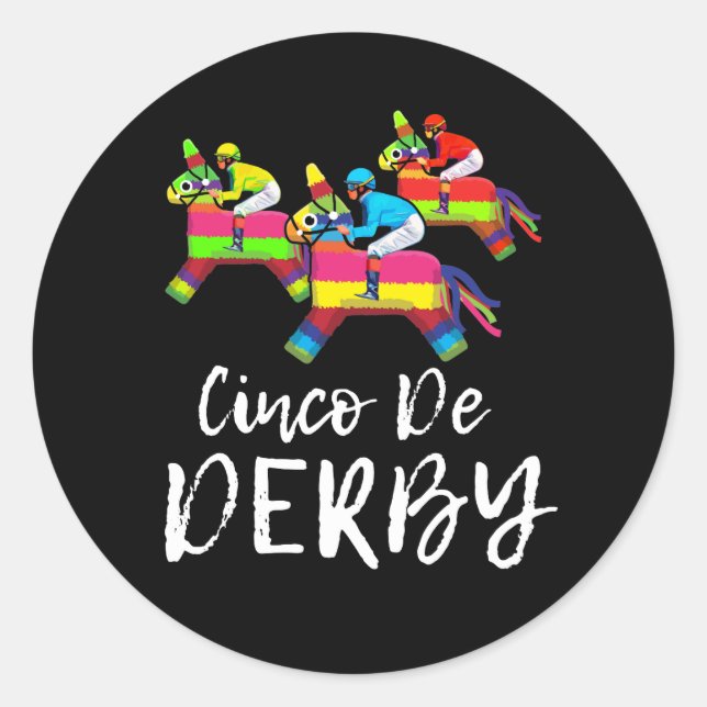 Sticker Rond Cinco De Derby Kentucky pinata Sombrero Mexique (Devant)