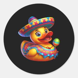 Sticker Rond Cinco De Mayo Canard Mexicaine Sombrero Fiesta Par