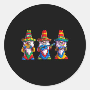 Sticker Rond Cinco De Mayo Chemise Gnomes Femmes Mexicaine Taco