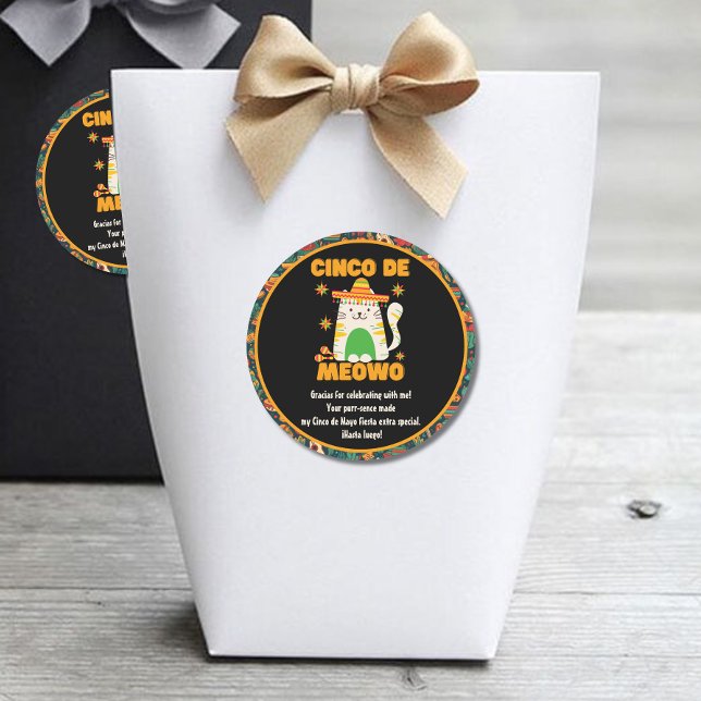 Sticker Rond Cinco De Mayo - Cute Cat Merci (Créateur téléchargé)