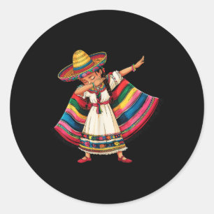 Sticker Rond Cinco De Mayo Dabbing Mexicaine Filles Sombrero Po