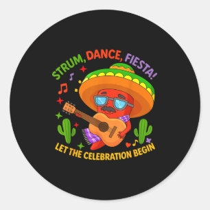 Sticker Rond Cinco de mayo drôle piment chapeau strum