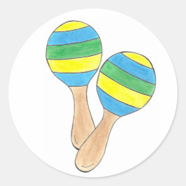 Sticker Rond Cinco de Mayo Maracas mexicain instrument de musiq