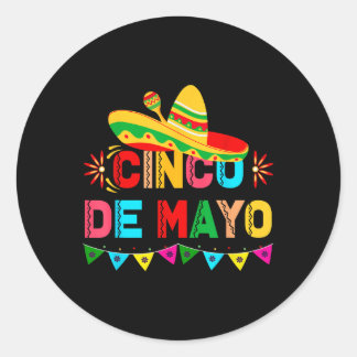 Sticker Rond Cinco De Mayo Sombrero Festival Mexicain _1