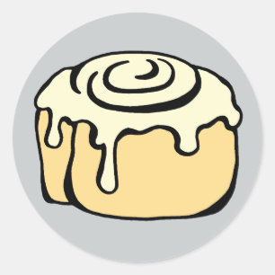 Sticker Rond Cinnamon Roll Honey Bun Dessin Design Gris