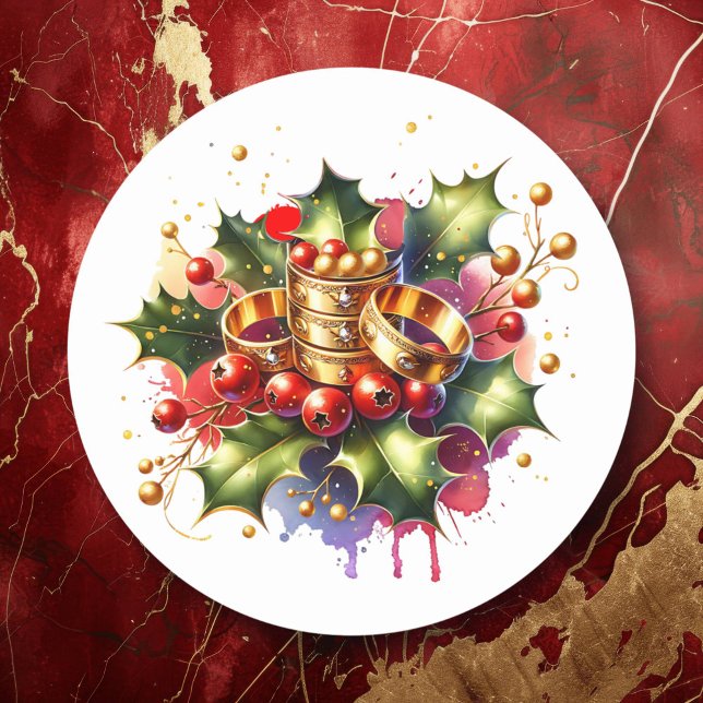 Sticker Rond Cinq anneaux d'or | Douze jours de Noël (Créateur téléchargé)
