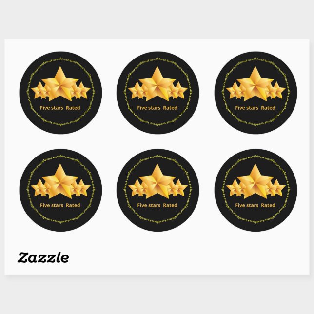 Sticker Rond cinq étoiles simple (Feuille)