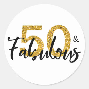 Sticker Rond Cinquante 50 et fabuleuse Parties scintillant d'or