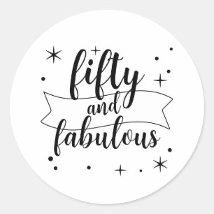 Sticker Rond Cinquante ans et Fabuleux Design d'anniversaire en