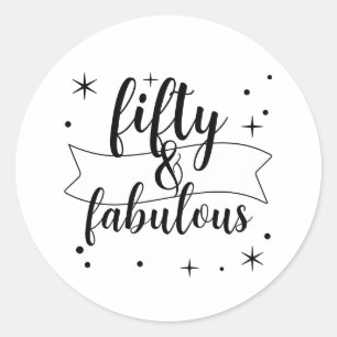 Sticker Rond Cinquante ans et Fabuleux Noir et Blanc