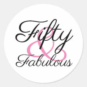 Sticker Rond Cinquante ans et Fantastique Fête d'anniversaire 5