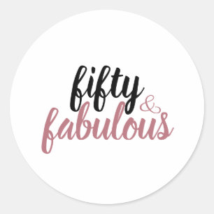 Sticker Rond Cinquante ans et merveilleux Anniversaire Rose Gol