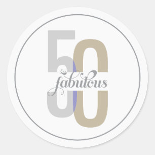 Sticker Rond Cinquante et fabuleux 50e anniversaire Elégant
