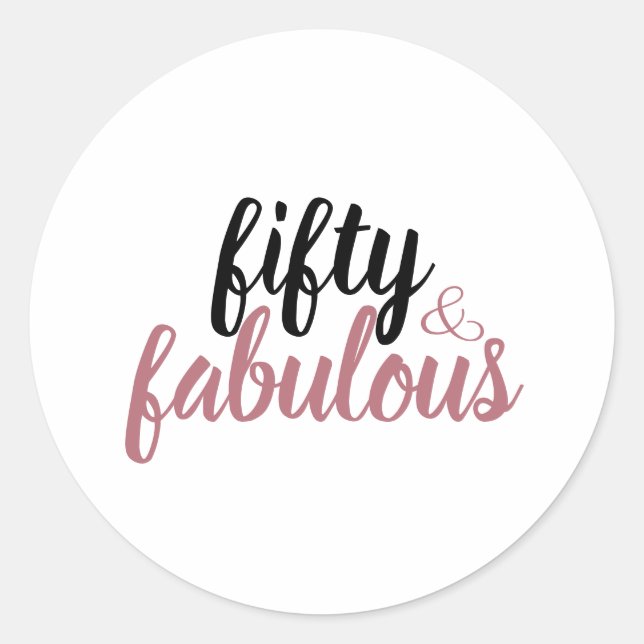 Sticker Rond Cinquante Et Fabuleux Anniversaire Rose Or Rose No (Devant)