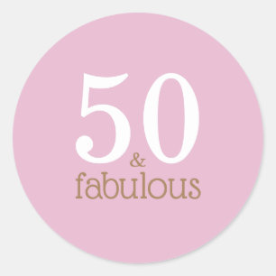 Sticker Rond Cinquante et fabuleux violet Élégante fête d'anniv