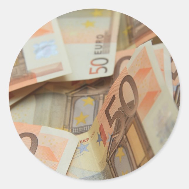 Sticker Rond Cinquante Euro Argent Art (Devant)