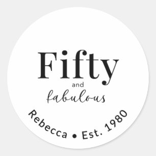 Sticker Rond Cinquante Fantastique 50e Anniversaire Nom Personn