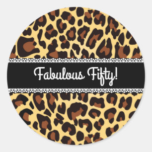 Sticker Rond Cinquantième léopard et dentelle fabuleux A12