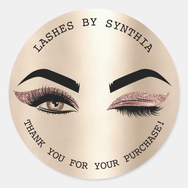 Sticker Rond cirage moderne wink oeil or et or rose (Devant)
