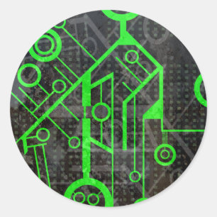Sticker Rond Circuit vert