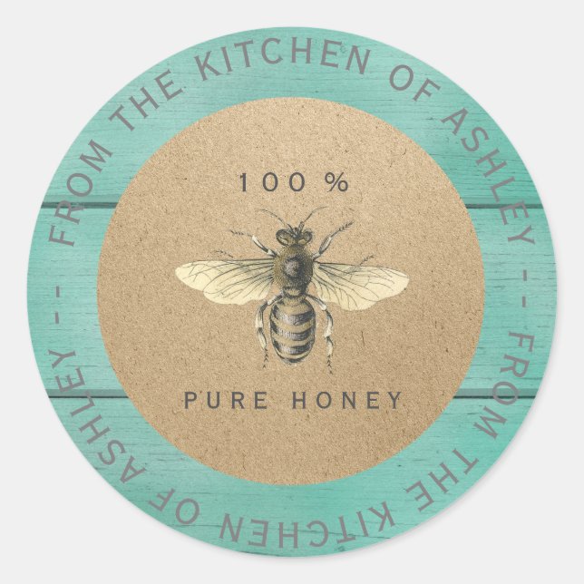 Sticker Rond Circulaire 100%Monnaie d'abeille artisanale de cui (Devant)