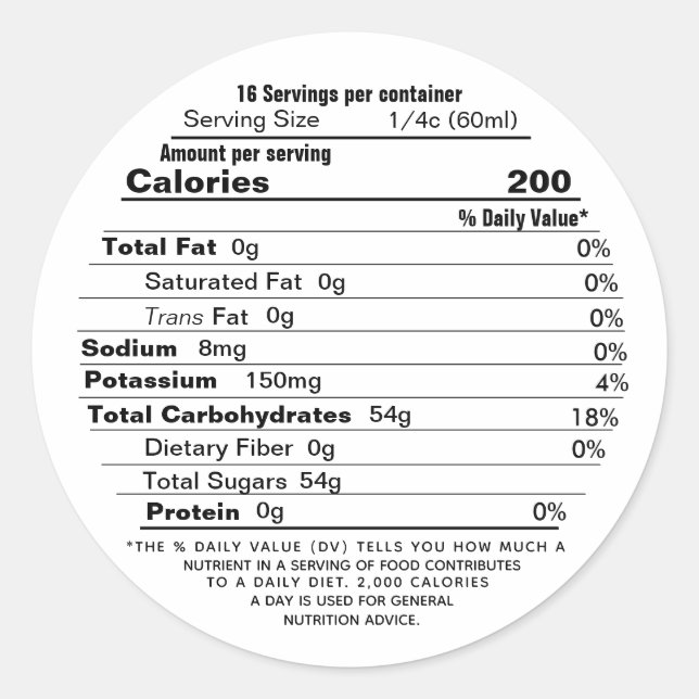 Sticker Rond Circulaire sur la nutrition du sirop d'érable Étiq (Devant)