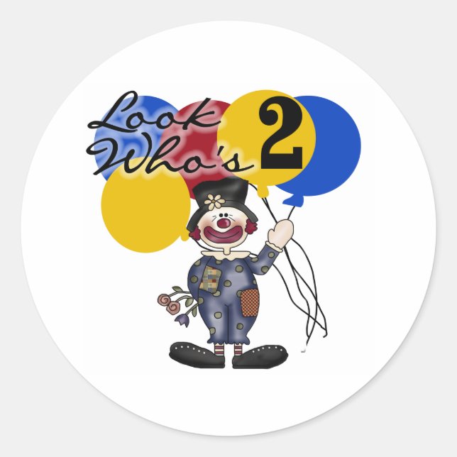 Sticker Rond Circus Clown 2e anniversaire (Devant)