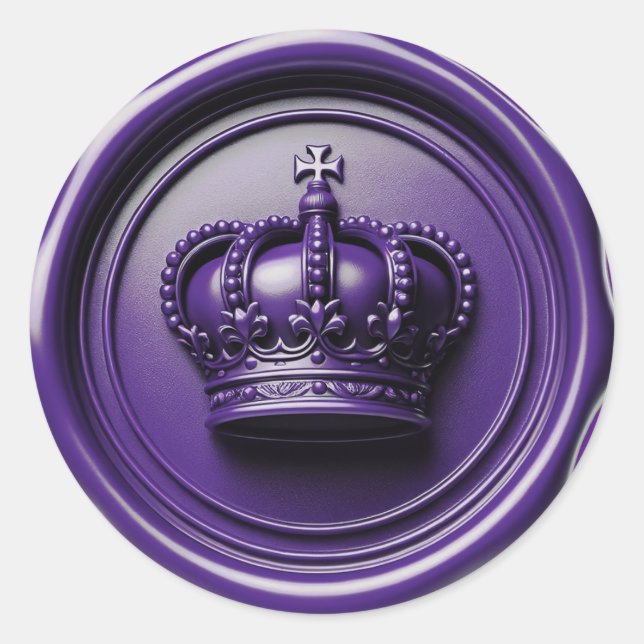 Sticker Rond Cire à cacheter Couronne Violet Royal Mariage Anni (Devant)