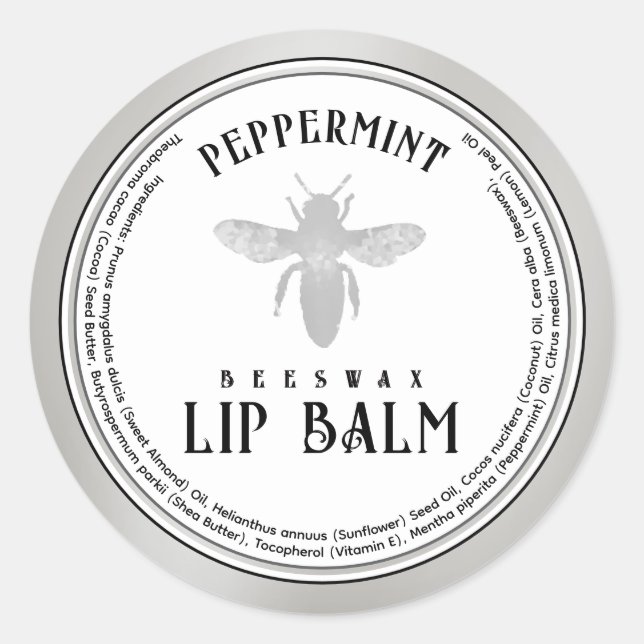Sticker Rond Cire d'abeille Peppermenthe lèvre Balm Queen Bee S (Devant)