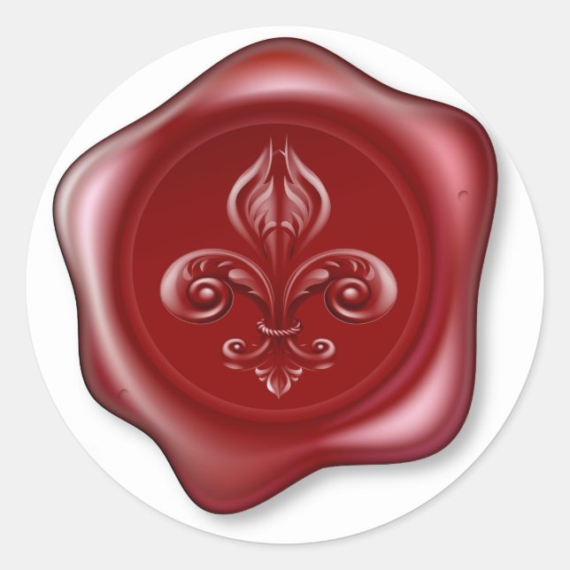 Sticker Rond Cire de scellement de fleurs de lis (Devant)