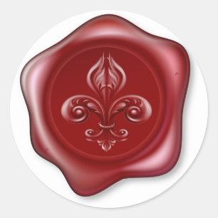 Sticker Rond Cire de scellement de fleurs de lis