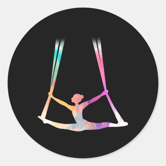 Sticker Rond Cirque de soie aérienne Yoga (Devant)