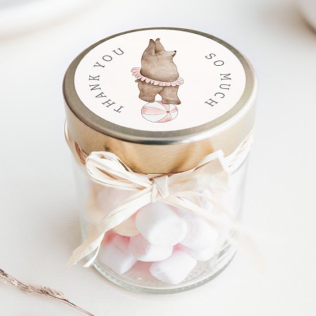 Sticker Rond Cirque Ours Moderne pour enfants | Filles Fête d'a (Créateur téléchargé)