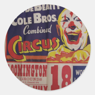 Sticker Rond Cirque, Théâtre rétro 'Clyde Beatty et Cole Bros'