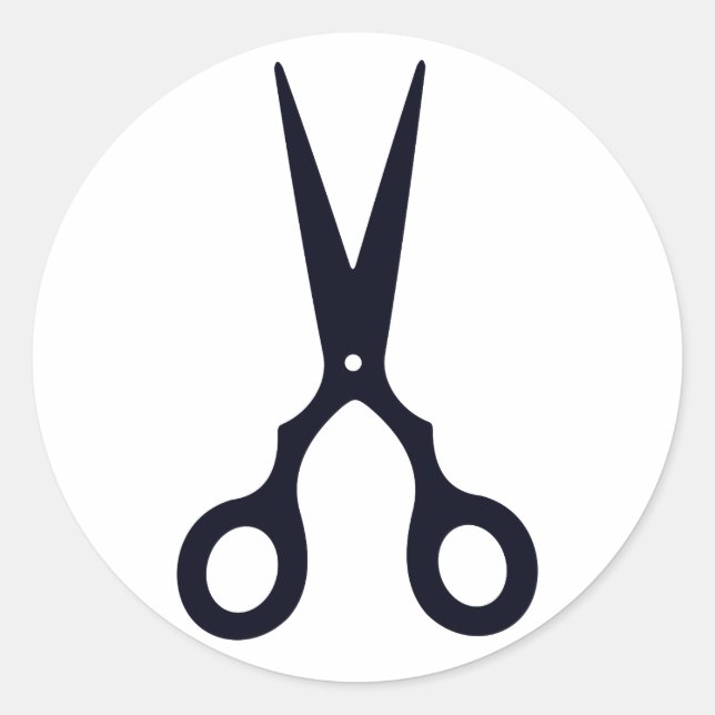 Sticker Rond Ciseaux-cheveux simples noirs (Barbier / Coiffeur) (Devant)